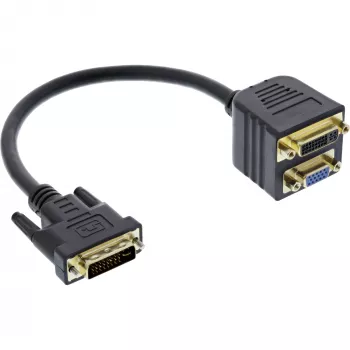 DVI-I adaptérový kábel InLine 17301 DVI-I konektor samec / DVI-I konektor samica + S-VGA konektor samica