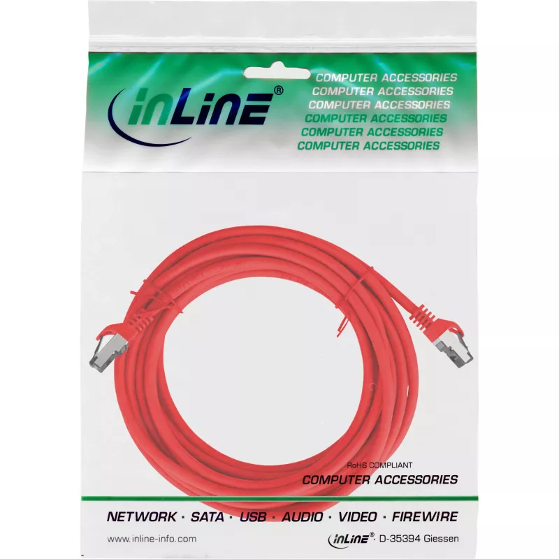 InLine Patch kábel, S/FTP (PiMf), Cat.8.1, 2000MHz, bez halogénov, červený, 10m