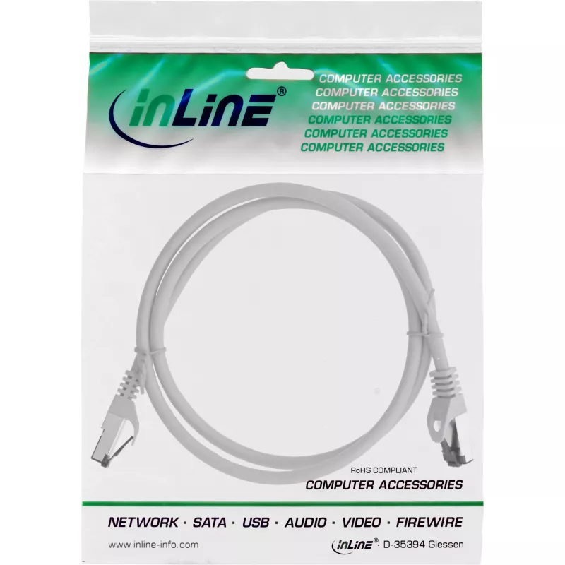 InLine Patch kábel, S/FTP (PiMf), Cat.8.1, 2000 MHz, bez halogénov, sivý, 3 m