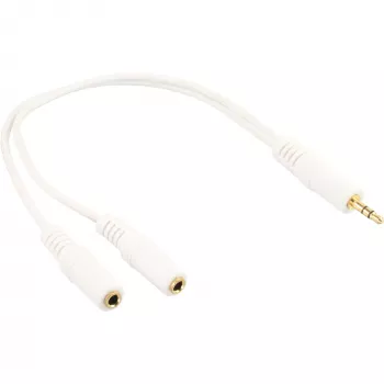 InLine Stereo Y-kábel 3,5-mm jack M na 2 x 3,5-mm jack F biela/zlatá, 0,1 m