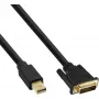 InLine Mini DisplayPort konektor samec na DVI-D 24+1 konektor samec kábel, čierny/zlatý, 0,5m