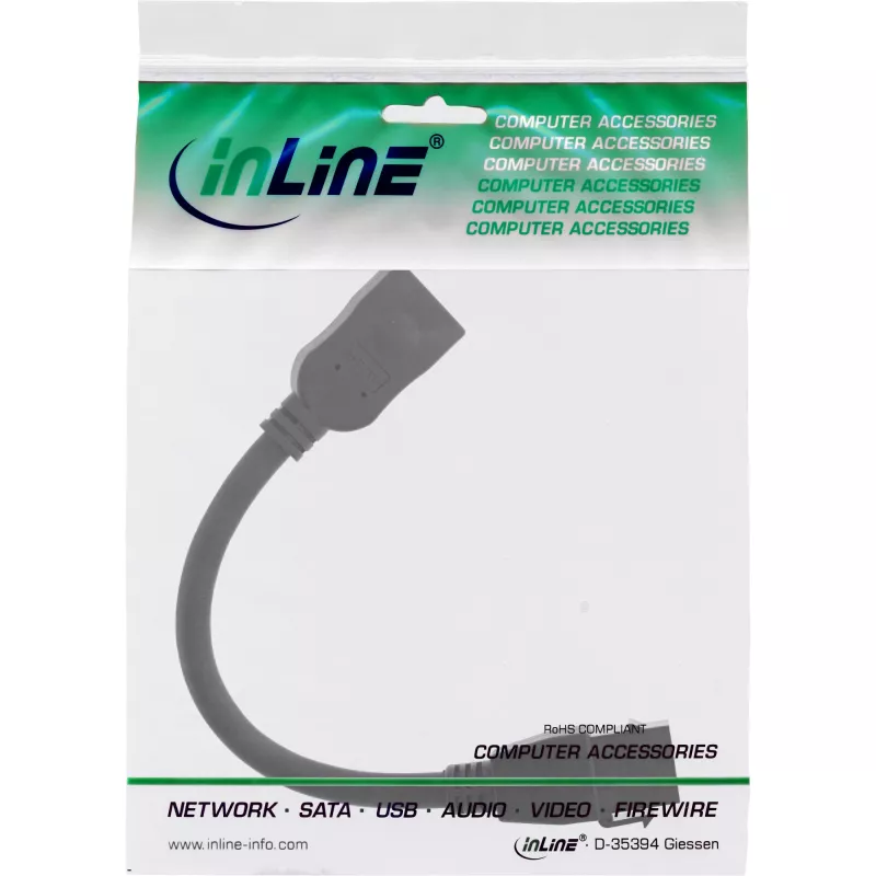 InLine HDMI Keystone adaptérový kábel 4K/60Hz, HDMI A konektor samica/samica, čierny, 0,2m