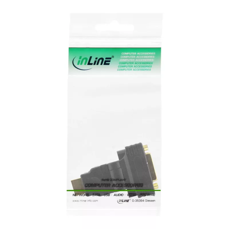 InLine HDMI na DVI adaptér HDMI konektor samec / 24+1 konektor samica 180° zahnutý pozlátený