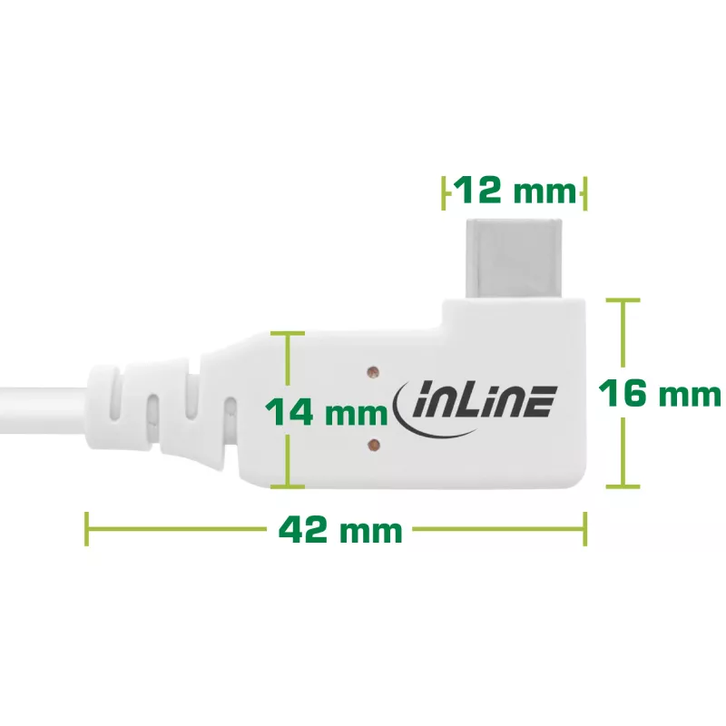 InLine USB4 kábel, USB-C, jednostranne zahnutý, PD 240W, 8K60Hz, TPE, biely, 2m