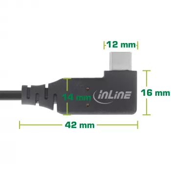 InLine USB4 kábel, USB-C, jednostranne zahnutý, PD 240W, 8K60Hz, TPE, čierny, 2m