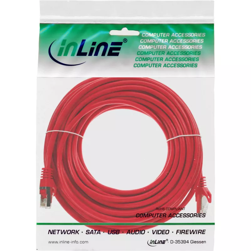 InLine patch kábel SF/UTP Cat.5e červený 20 m
