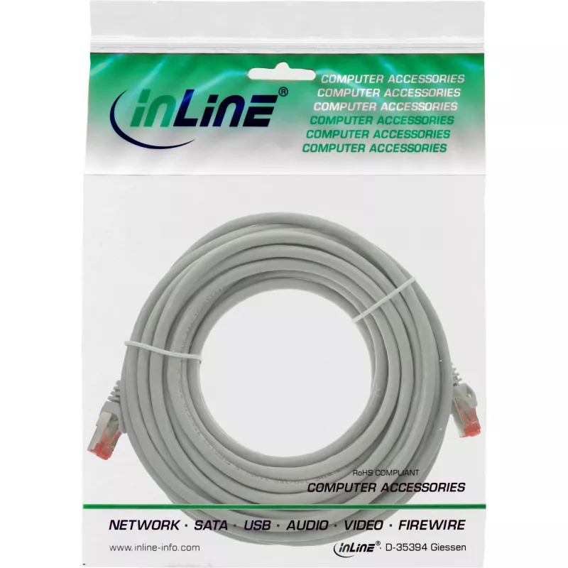 InLine patch kábel S/FTP PiMF Cat.6 250MHz PVC meď sivý 20 m