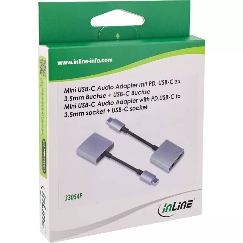 InLine USB-C audio adaptérový kábel, USB-C na 3,5 mm jack + PD 30 W