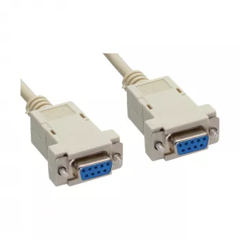 InLine Null modem kábel, DB9 zásuvka/zásuvka, s klipom, béžový, 3 m