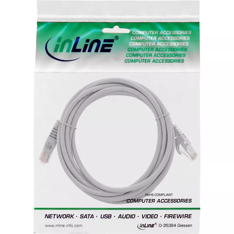 InLine patch kábel U/UTP Cat.5e sivý 0,5 m