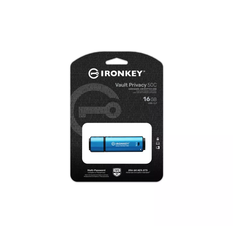 Kingston Technology IronKey 16GB USB-C Vault Privacy 50C AES-256 šifrovaný, FIPS 197