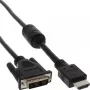 InLine HDMI-DVI kábel 19 pin konektor samec / 18+1 konektor samec + feritové jadro čierny 5m