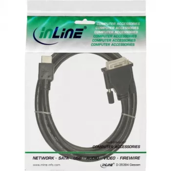 InLine HDMI-DVI kábel 19 pin konektor samec / 18+1 konektor samec + feritové jadro čierny 5m
