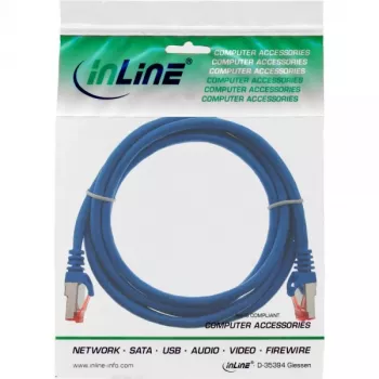 InLine patch kábel S/FTP PiMF Cat.6 250MHz PVC CCA modrý 1m