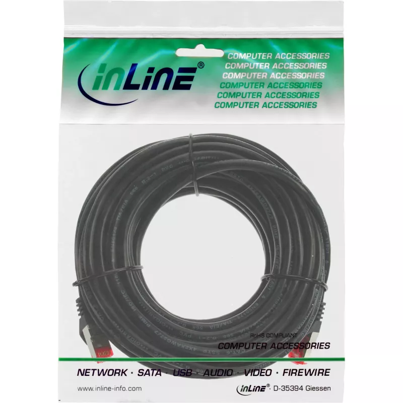 InLine patch kábel S/FTP PiMF Cat.6 250MHz PVC CCA čierny 7,5m