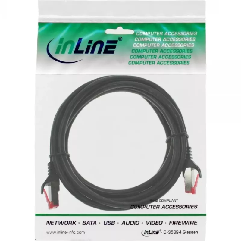 InLine patch kábel S/FTP PiMF Cat.6 250MHz PVC CCA čierny 2m