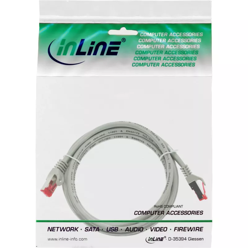 InLine Patch kábel S/FTP PiMF Cat.6 250MHz PVC CCA sivý 3m