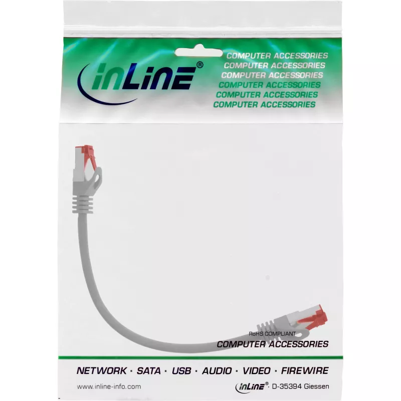 InLine Patch kábel S/FTP PiMF Cat.6 250MHz PVC CCA sivý 0,25m
