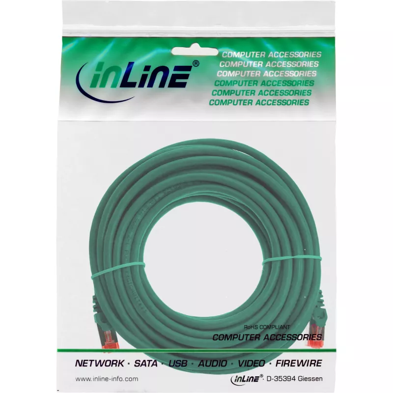 InLine Patch kábel S/FTP PiMF Cat.6 250MHz PVC CCA zelený 7,5m