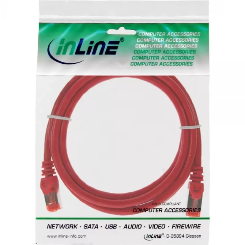 InLine Patch kábel S/FTP PiMF Cat.6 250MHz PVC CCA červený 3m