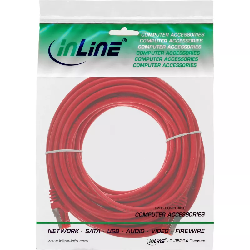 InLine Patch kábel S/FTP PiMF Cat.6 250MHz PVC CCA červený 5m