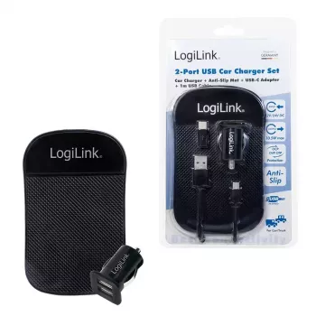 Nabíjačka pre mobilné zariadenia LogiLink PA0204 univerzálna čierna zapaľovač do auta interiérová 12/24 V 2,1 A