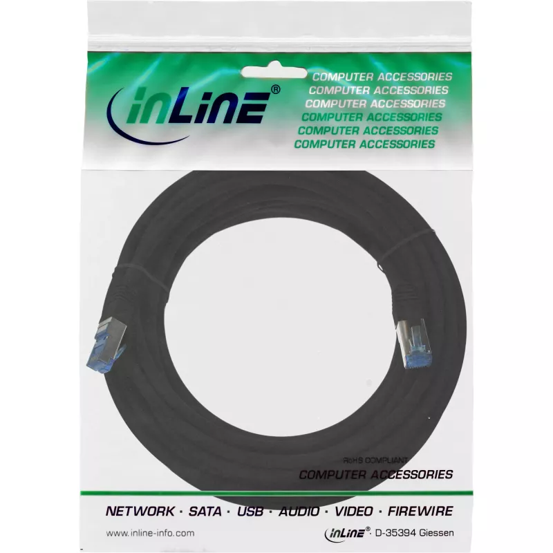 Patch kábel InLine Cat.6A S/FTP PiMF 500MHz bezhalogénový RJ45–RJ45 7,5m čierny