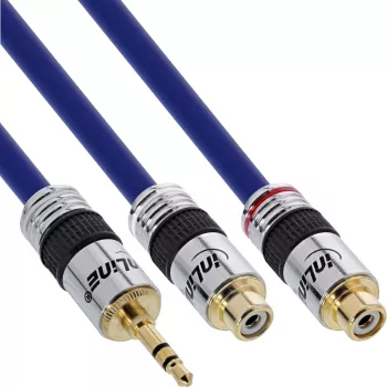 InLine audio kábel Premium 2x RCA samica / 3,5 mm samec pozlátený 0,25 m