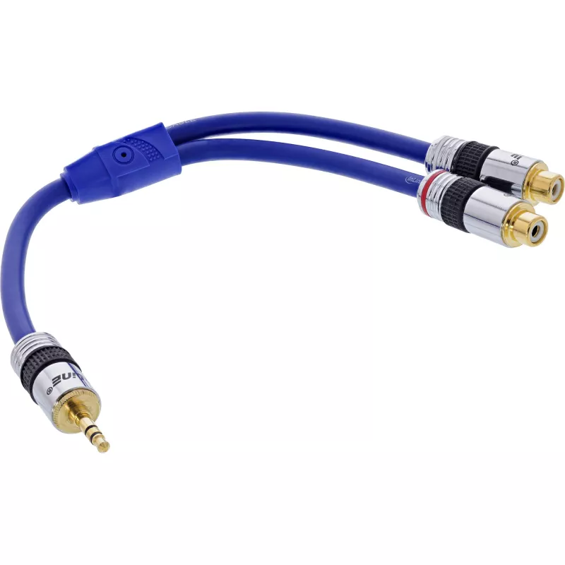 InLine audio kábel Premium 2x RCA samica / 3,5 mm samec pozlátený 0,25 m
