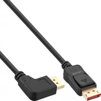 InLine DisplayPort 1.4 kábel, 8K4K, ľavý uhlový, čierny/zlatý, 5 m