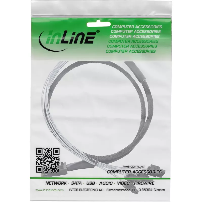 InLine SAS kábel Mini SAS SFF8087 na 4x SATA priamy OCR 0,5 m