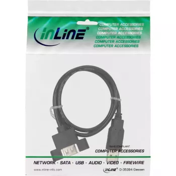 InLine USB 2.0 kábel A samec na A samica pre záslepku slotu, 0,6 m, čierny, hromadné balenie 120 kusov
