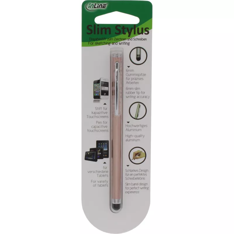 Stylus pero InLine 55467G pre dotykové obrazovky smartphone tablet ružový