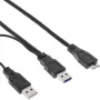 InLine USB 3.2 Gen.1 Y kábel 2x Type-A konektor samec / Micro-B konektor samec, čierny, 1,5m