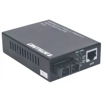 Intellinet gigabitový ethernetový single mode mediakonvertor, 10/100/1000Base-T na 1000Base-Lx (SC) single-mode, 20 km