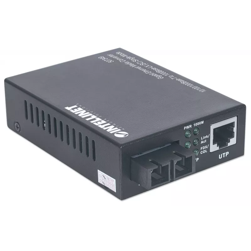 Intellinet gigabitový ethernetový single mode mediakonvertor, 10/100/1000Base-T na 1000Base-Lx (SC) single-mode, 20 km