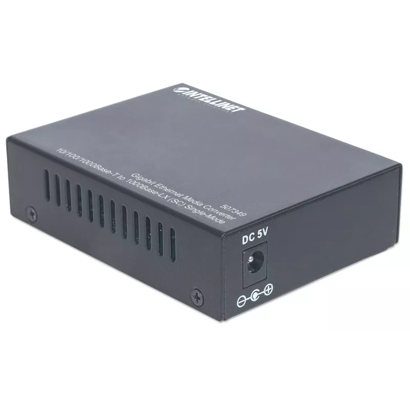 Intellinet gigabitový ethernetový single mode mediakonvertor, 10/100/1000Base-T na 1000Base-Lx (SC) single-mode, 20 km