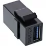 InLine USB 3.1 Snap-In modul, USB-A konektor samica/samica, čierne puzdro