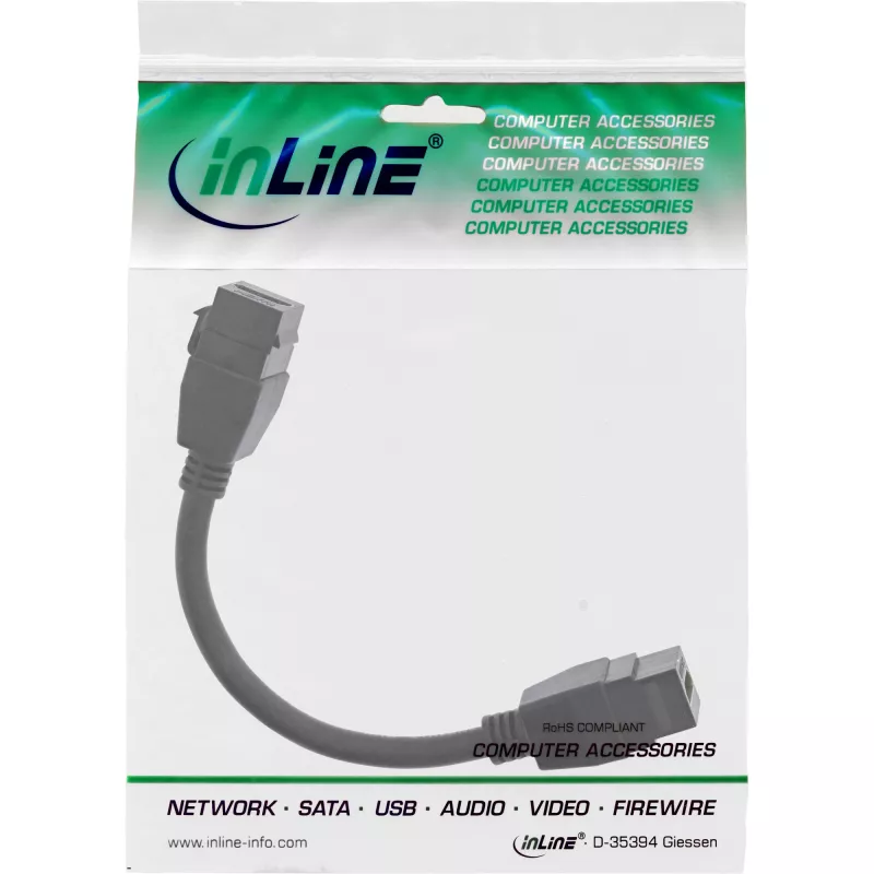 InLine HDMI 2-násobný Keystone kábel 4K/60Hz, HDMI A konektor samica/samica, čierny, 0,2 m