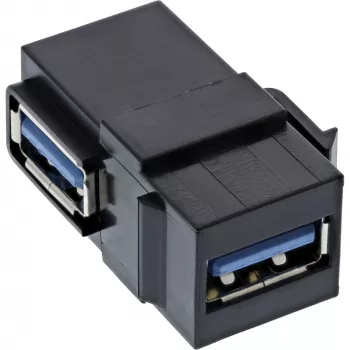 InLine USB 3.1 Snap-In modul, USB-A B/B, 90° zahnutý, čierne puzdro