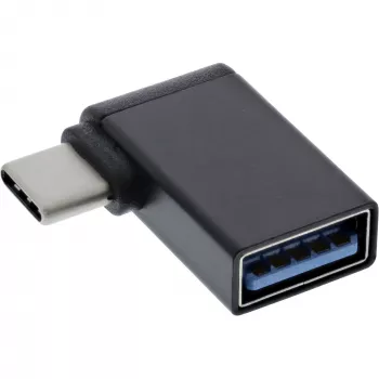 InLine USB 3.2 Gen.2 adaptér, USB-C konektor samec na USB-A konektor samica zahnutý 90° OTG