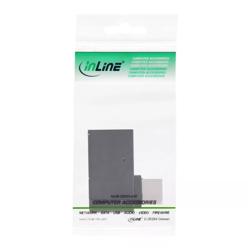 InLine USB 3.2 Gen.2 adaptér, USB-C konektor samec na USB-A konektor samica zahnutý 90° OTG