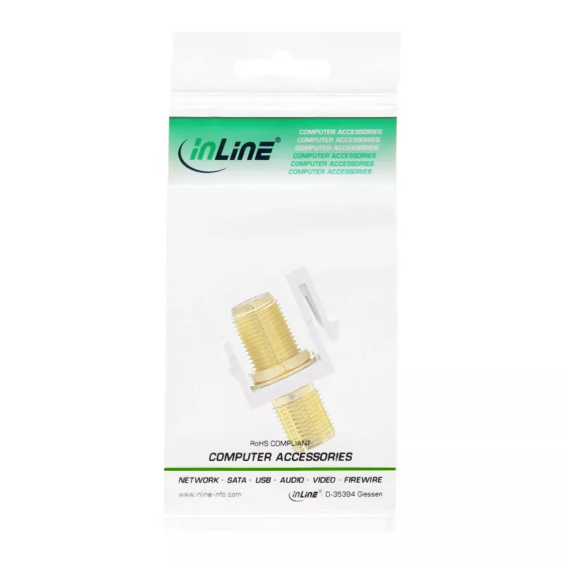 InLine Keystone montážny adaptér, pre satelitný kábel, 2x F konektor samica, biely
