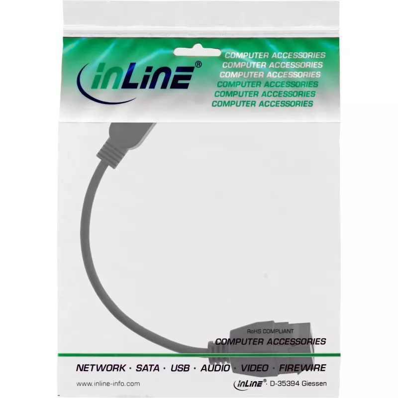 USB 3.2 Gen1 adaptérový kábel InLine 76206C 0,2 m USB A konektor samec na Keystone konektor samica