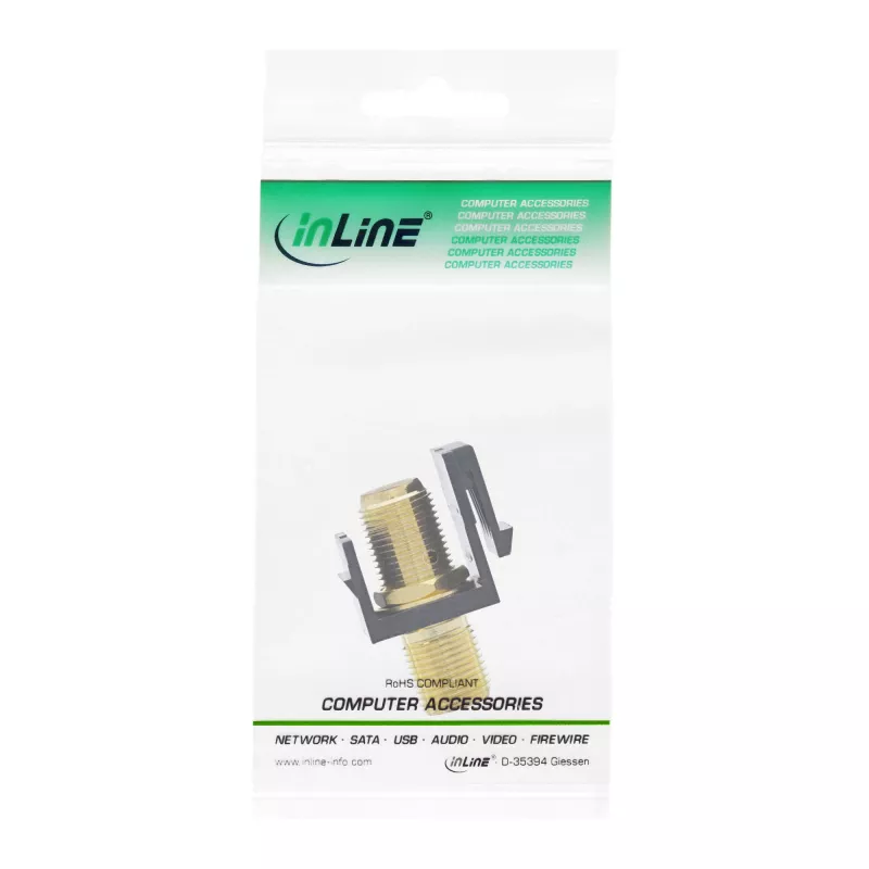 InLine Keystone montážny adaptér, pre satelitný kábel, 2x F konektor samica, čierny