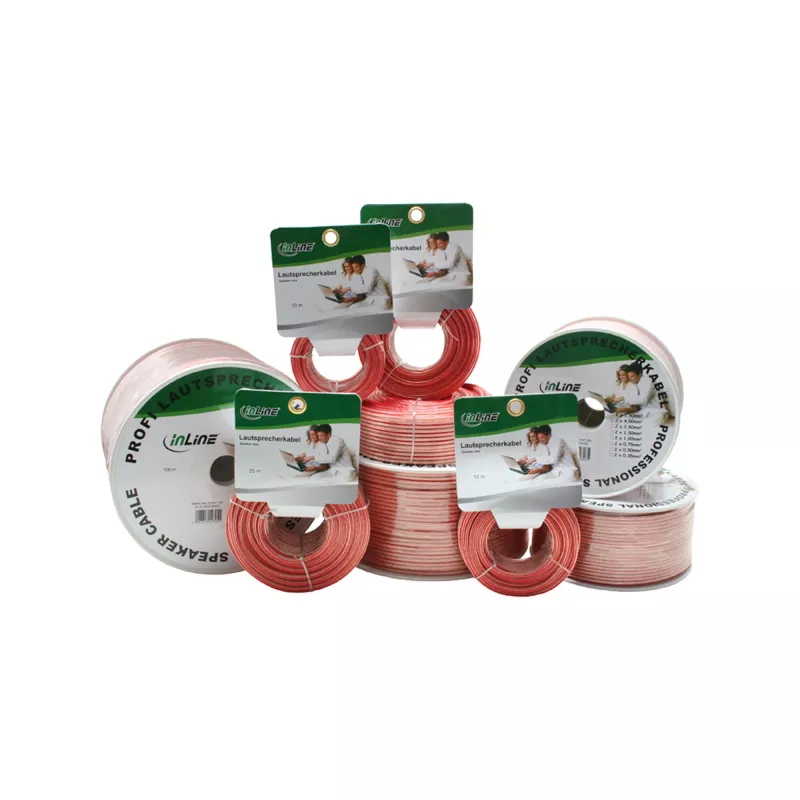 InLine reproduktorový kábel 2x 2,5mm² CCA transparentný 50m