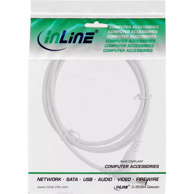 InLine DC predlžovací kábel, DC konektor samec/samica 5,5x2,1mm, biely, 3m