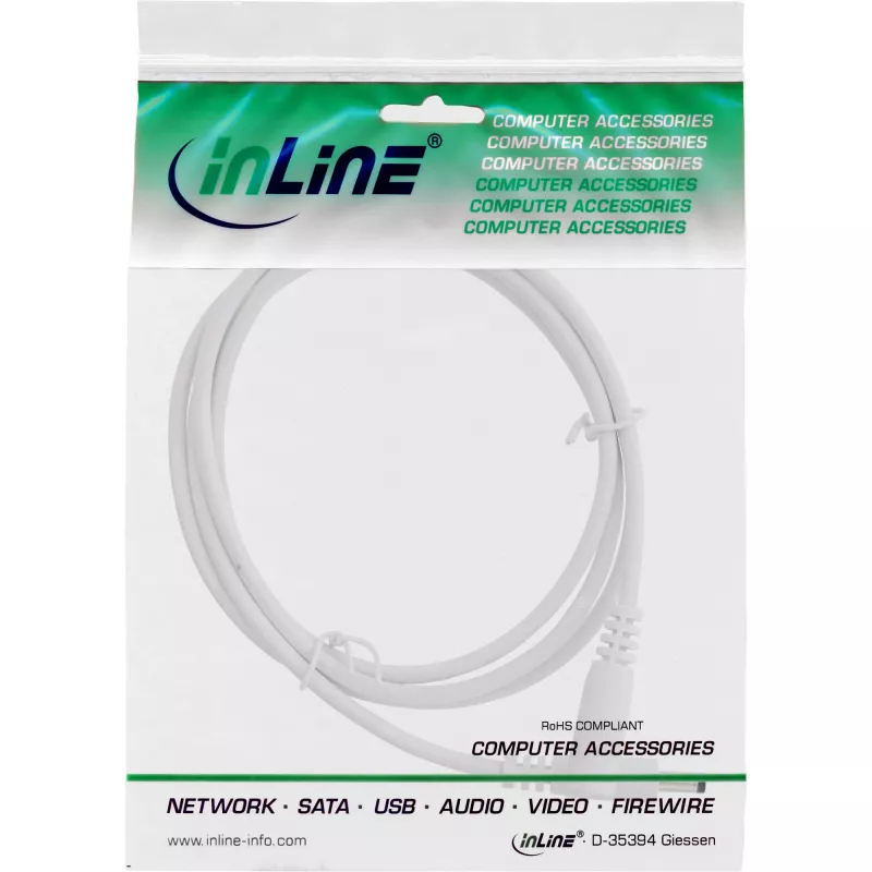 InLine DC predlžovací kábel, DC konektor samec/samica 4,0x1,7mm, biely, 3m