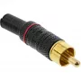 InLine RCA kovový konektor na spájkovanie, čierny, červený krúžok, pre 6-mm kábel