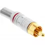 InLine RCA kovový konektor, samec, na spájkovanie, strieborný, červený krúžok, pre 6-mm kábel